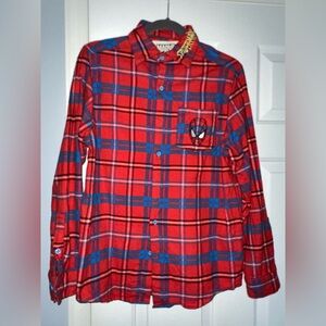 Marvel x Cakeworthy Red and Blue Plaid Spiderman Shirt size Small